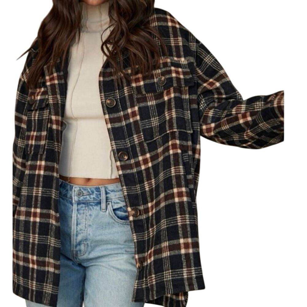 12th Tribe x TheSaltyBlonde Plaid Fleece Shacket Jacket Cabincore - Sz XL